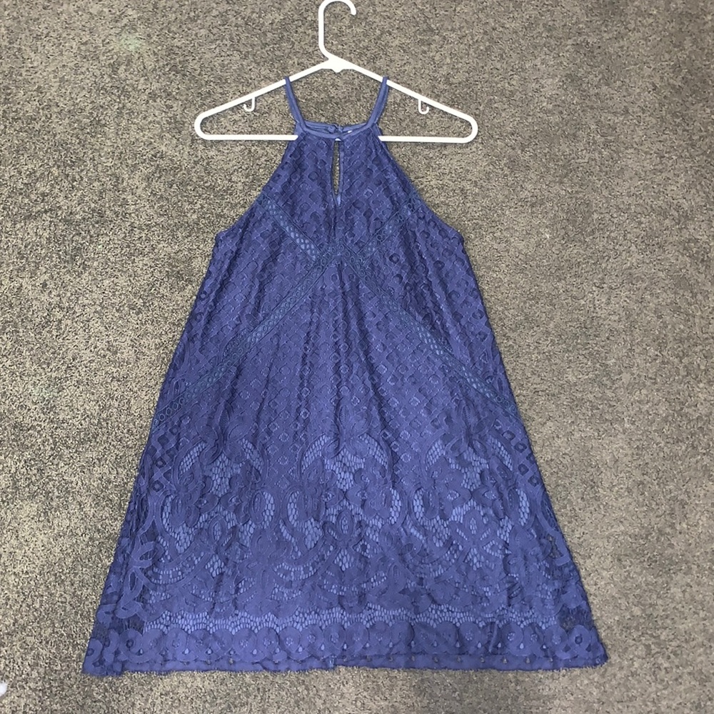 Navy High Neck Dress